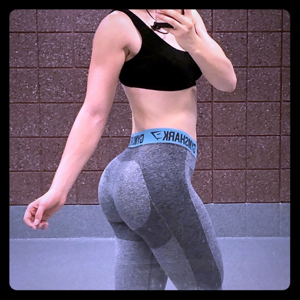 GYMSHARK Seamless Grey/blue waist leggings - SM